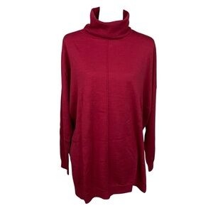 Eileen Fisher Merino Wool Sweater Women’s Large Cowl Neck Red